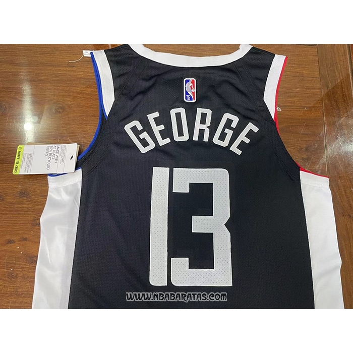 Camiseta Los Angeles Clippers Paul George #13 Ciudad 2020-21 Autentico Negro